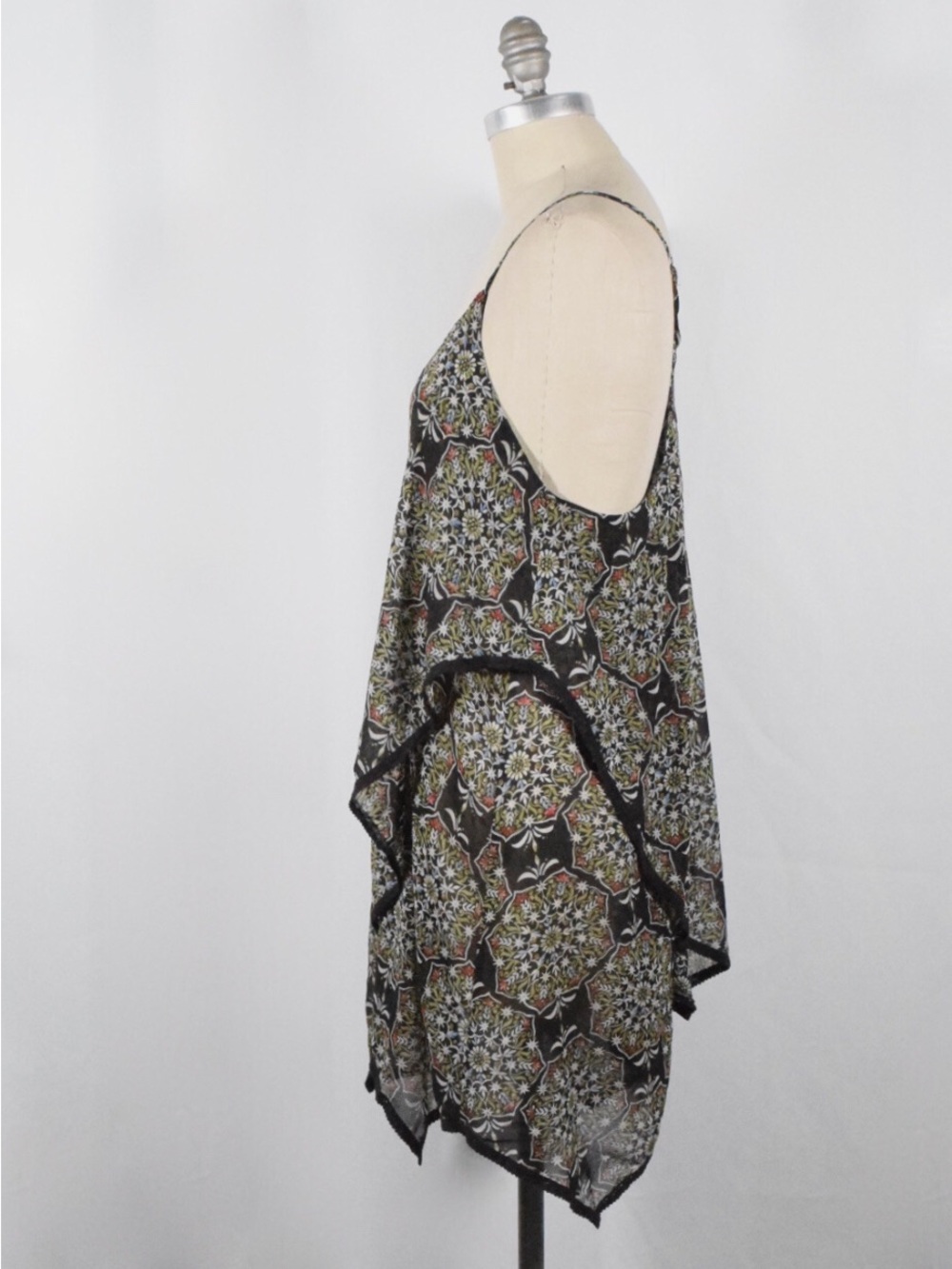 Free People Intimately Boho Floral Layered Chiffon Handkerchief Hem Dress Sz M - Picture 4 of 6